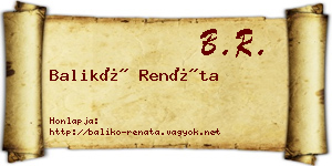 Balikó Renáta névjegykártya