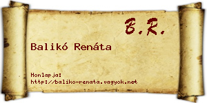 Balikó Renáta névjegykártya